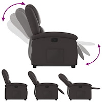 vidaXL Reclinerfåtölj med uppresningshjälp mörkbrun äkta läder