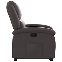 vidaXL Reclinerfåtölj med uppresningshjälp mörkbrun äkta läder