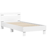 vidaXL Sängram med huvudgavel vit 90x200 cm konstruerat trä