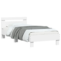 vidaXL Sängram med huvudgavel vit 90x200 cm konstruerat trä