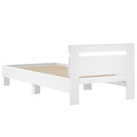 vidaXL Sängram med huvudgavel vit 90x200 cm konstruerat trä