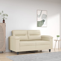 vidaXL 2-sitssoffa gräddvit 120 cm konstläder