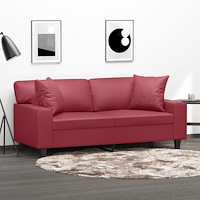 vidaXL 2-sits soffa med prydnadskuddar vinröd 140 cm konstläder