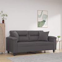 vidaXL 2-sits soffa med prydnadskuddar grå 140 cm konstläder
