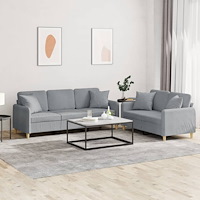 vidaXL Soffgrupp med kuddar 2 delar ljusgrå tyg