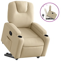 vidaXL Reclinerfåtölj med uppresningshjälp gräddvit tyg