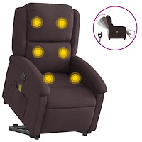 vidaXL Elektrisk massagefåtölj med uppresningshjälp mörkbrun tyg