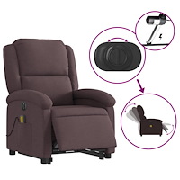 vidaXL Elektrisk massagefåtölj med uppresningshjälp mörkbrun tyg