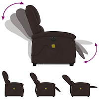 vidaXL Elektrisk massagefåtölj med uppresningshjälp mörkbrun tyg