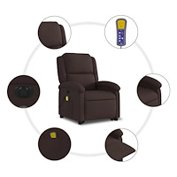vidaXL Elektrisk massagefåtölj med uppresningshjälp mörkbrun tyg