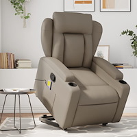 vidaXL Massagefåtölj med uppresningshjälp cappuccino konstläder