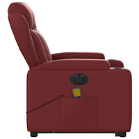 vidaXL Massagefåtölj med uppresningshjälp vinröd konstläder