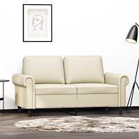 vidaXL 2-sitssoffa gräddvit 120 cm konstläder