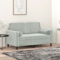 vidaXL 2-sitssoffa med prydnadskuddar ljusgrå 120 cm sammet