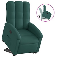 vidaXL Reclinerfåtölj med uppresningshjälp mörkgrön tyg