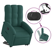 vidaXL Reclinerfåtölj med uppresningshjälp mörkgrön tyg