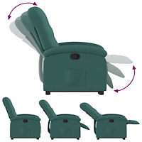 vidaXL Reclinerfåtölj med uppresningshjälp mörkgrön tyg