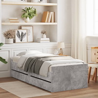 vidaXL Sängram med lådor betonggrå 90x200 cm