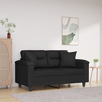 vidaXL 2-sitssoffa med prydnadskuddar svart 120 cm mikrofibertyg