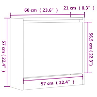 vidaXL Skohylla svart 60x21x57 cm konstruerat trä