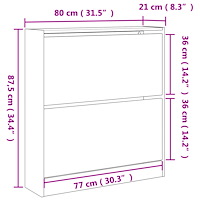 vidaXL Skohylla sonoma-ek 80x21x87,5 cm konstruerat trä