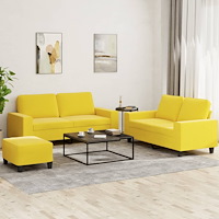 vidaXL Soffgrupp 3 delar ljusgul tyg