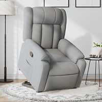 vidaXL Reclinerfåtölj med uppresningshjälp ljusgrå tyg