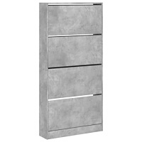 vidaXL Skoskåp med 4 flip-lådor betonggrå 80x21x163,5 cm