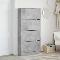 vidaXL Skoskåp med 4 flip-lådor betonggrå 80x21x163,5 cm