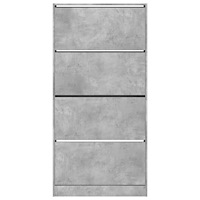 vidaXL Skoskåp med 4 flip-lådor betonggrå 80x21x163,5 cm