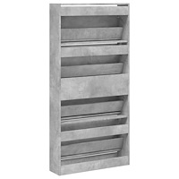 vidaXL Skoskåp med 4 flip-lådor betonggrå 80x21x163,5 cm