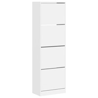 vidaXL Skoskåp med 4 flip-lådor vit 60x34x187,5 cm