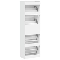 vidaXL Skoskåp med 4 flip-lådor vit 60x34x187,5 cm