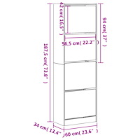 vidaXL Skoskåp med 4 flip-lådor vit 60x34x187,5 cm