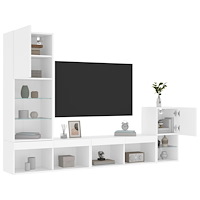 vidaXL Tv-bänk 4 delar LED vit konstruerat trä