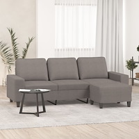 vidaXL 3-sitssoffa med fotpall taupe 180 cm tyg