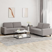 vidaXL Soffgrupp 2 delar taupe tyg