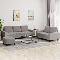 vidaXL Soffgrupp 3 delar taupe tyg