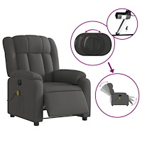 vidaXL Elektrisk massagefåtölj mörkgrå tyg