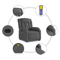 vidaXL Elektrisk massagefåtölj mörkgrå tyg