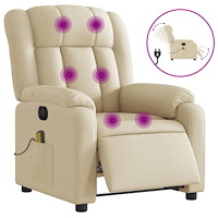 vidaXL Elektrisk massagefåtölj gräddvit tyg