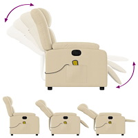 vidaXL Elektrisk massagefåtölj gräddvit tyg