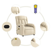 vidaXL Elektrisk massagefåtölj gräddvit tyg