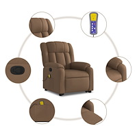 vidaXL Massagefåtölj med uppresningshjälp brun tyg