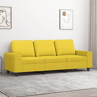 vidaXL 3-sitssoffa ljusgul 180 cm tyg