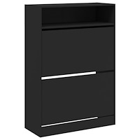 vidaXL Skoskåp med 2 flip-lådor svart 80x34x116 cm