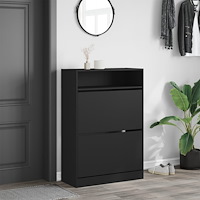 vidaXL Skoskåp med 2 flip-lådor svart 80x34x116 cm