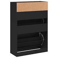vidaXL Skoskåp med 2 flip-lådor svart 80x34x116 cm