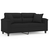 vidaXL 2-sitssoffa med prydnadskuddar svart 140 cm mikrofibertyg