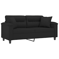 vidaXL 2-sitssoffa med prydnadskuddar svart 140 cm mikrofibertyg